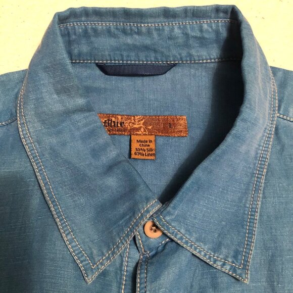 BLUE BY PRONTO UOMO Men's 'SILK/LINEN SHIRT SKY BLUE LARGE - Picture 6 of 9